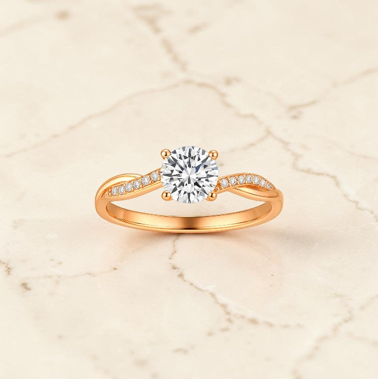 Elegante Gedraaide Ring met Diamant - Zilver, Goud en Rose Goud - Nikkelvrij en Waterbestendig