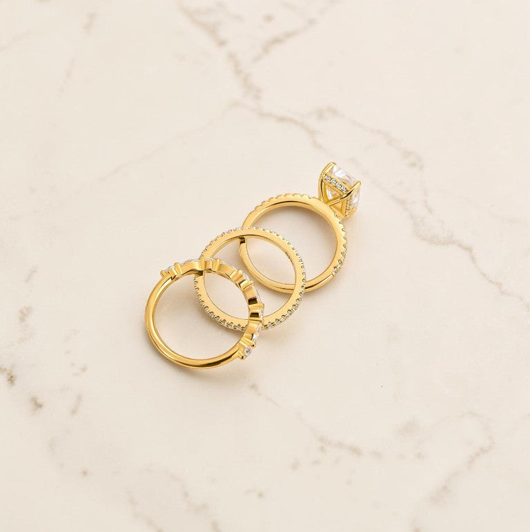 Elegante Ringen Set Dames – 18K Verguld, Stevige Zilveren Kern, Luxe en Nikkelvrij