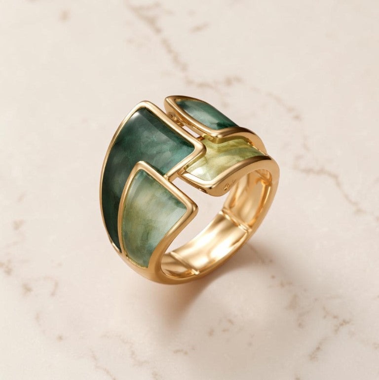 Elegante Gouden Ring Dames, 18K Verguld Sterling Zilver