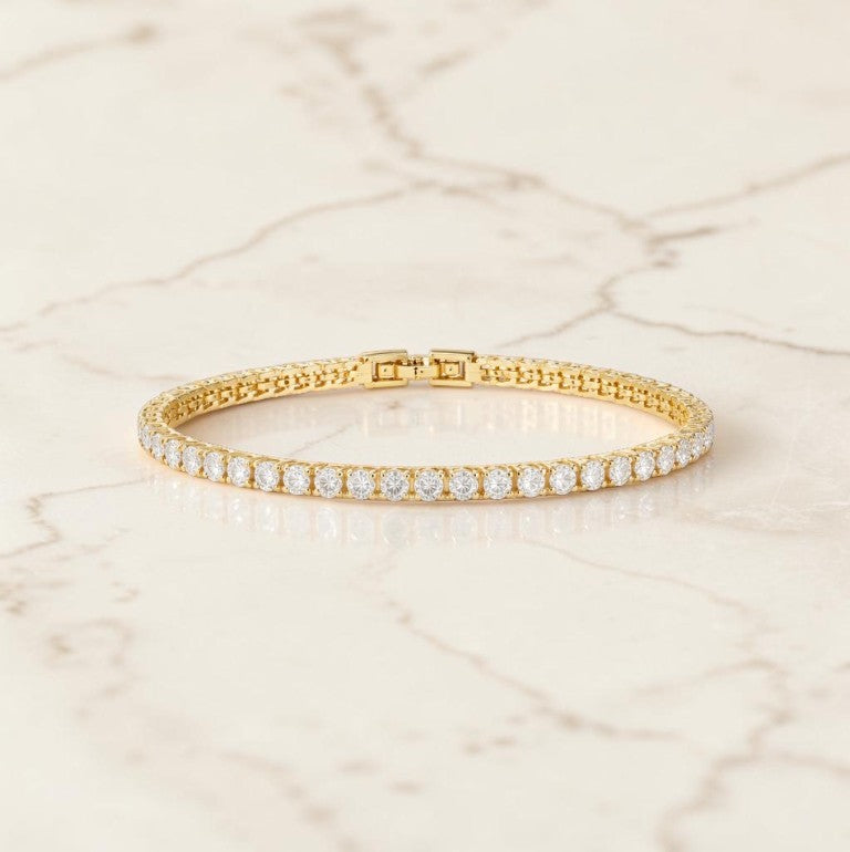 Lustra – Luxe Goudkleurige Moissaniet Armband voor Vrouwen, 18K Vergulding