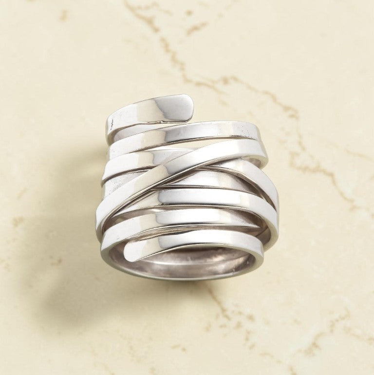 Vintage – Zilveren Wikkel Ring, Nikkelvrij, Kleurvast en Waterbestendig