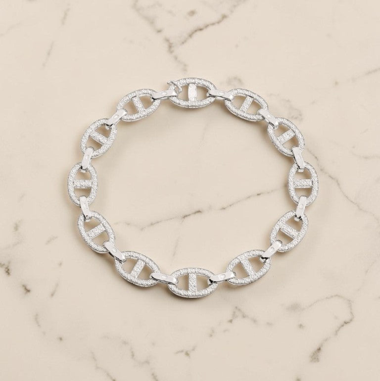 Tijdloze Armband met Diamantjes - Luxe Afwerking en Kleurvast - Wit Goud, Goud en Roze Goud
