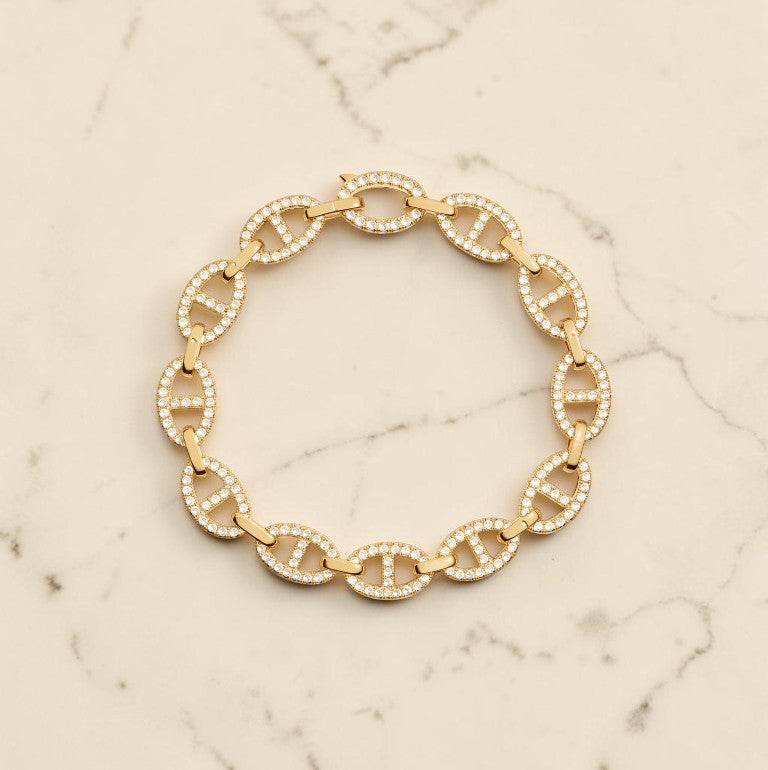 Tijdloze Armband met Diamantjes - Luxe Afwerking en Kleurvast - Wit Goud, Goud en Roze Goud