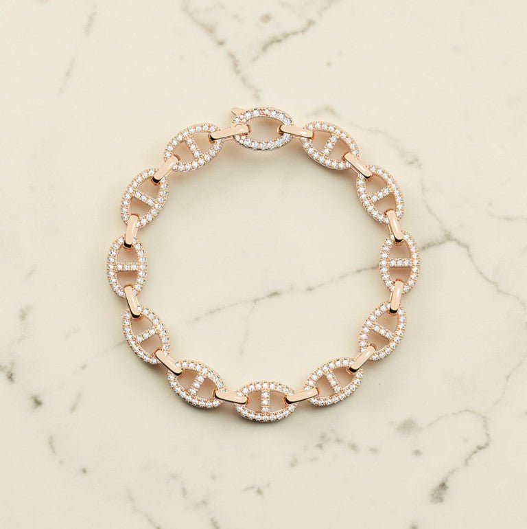 Tijdloze Armband met Diamantjes - Luxe Afwerking en Kleurvast - Wit Goud, Goud en Roze Goud