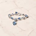 Elegante Armband Verguld Zilver met Hartje, Zachte Glans met Blauw Stenen