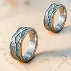 Zilveren Ring met Golvend Design Dames – Zilveren Kern en Turquoise Accenten